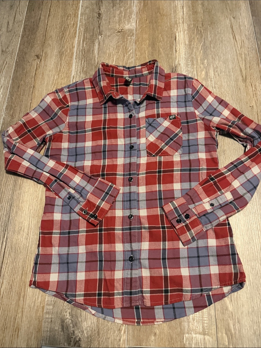 Fox Red and Blue Plaid Button-Down Shirt